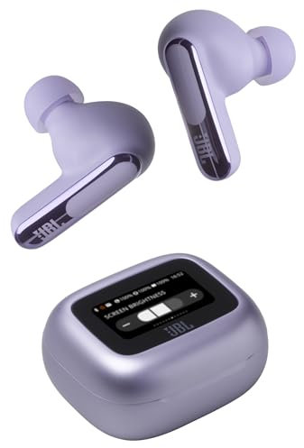 JBL Live Beam 3, Wireless Earbud-Kopfhörer mit Bluetooth, 48 Stunden Akkulaufzeit, True Adaptive Noise Cancelling und hochauflösendem JBL Signature Sound, IP55 wasserfest, mit Ohrstöpseln, Lila