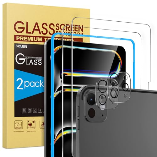 SPARIN Schutzfolie für iPad Pro 11 Zoll M5 2025/ iPad Pro 11 Zoll M4 2024 | mit Rahmen Installationshilfe, 2+2 Stück Schutzfolie Folie für iPad Pro 11