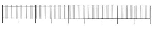 Sufrk Clôture de jardin avec dessus en lance Acier 15,3 x 1,5 m Noir,Barriere Jardin Exterieur,Barriere Jardin,Portillon Grillage