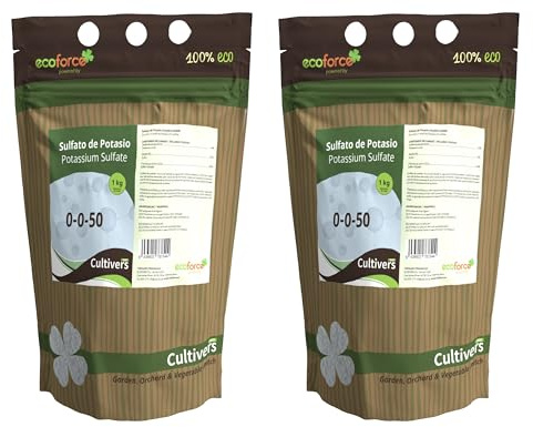 CULTIVERS Kaliumsulfat, Dünger, Pflanzendünger, für Garten und Aquarium, 2 x 1 kg, wasserlöslicher Dünger, Kalium- und Schwefeldünger, pH-Reduzierer auf alkalischen Böden, Kaliumsulfat