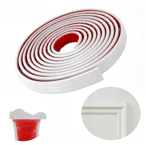 FUNSUEI Bande de moulage murale autocollante de 5 m, rail Dado, décoration d'intérieur pour murs, plafonds, portes, miroirs, panneaux, panneaux de 3,2 cm x 5 m