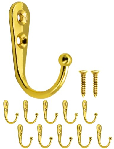 Fuxxer 10x Klassische Metall-Haken, Wand-Haken im Antik Guss-Eisen Design, Gold/Messing