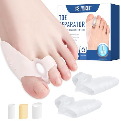 Impoditiongs 2 Stück Zehenspreizer Silikon mit 3 Paar Stecker, Hallux Valgus Korrektur, Hallux Valgus Schiene, Ballenschutz für Großzehe, Zehentrenner Wiederverwendbar, für Damen & Herren