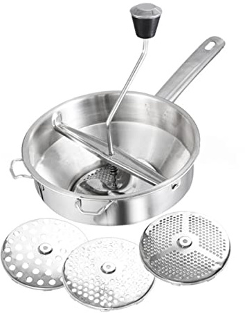 VALICLUD Moulin à Légumes Manuel Acier Inoxydable Presse-purée Robuste Pour Légumes Et Fruits Mélangeur Alimentaire Facile à Utiliser Accessoire Cuisine Pratique