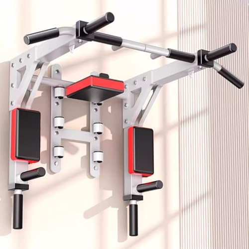 TT-YEC Barre De Traction Murale À Retournement, Barre Horizontale Murale en Acier, Réglable Réglable À 3 Positions, Barre De Fitness Horizontale Intérieure, Tireur Debout Debout,Blanc