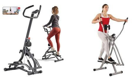 Sunny Health & Fitness Elliptical Cross Trainer w/LCD Monitor, Air Walker Exercise Machines + Stair Stepper w/Handlebar, Extended Step Range Machine for Climbing Exercise, Height-Adjustable