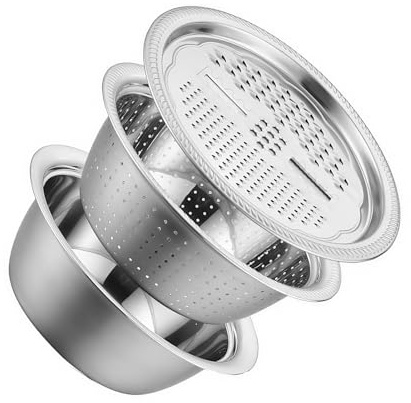susiodeu Ciotole in acciaio Per inox con coperchio, set per insalate e pastelle, conservazione o marinatura di alimenti. Filtro per acqua, 30 cm