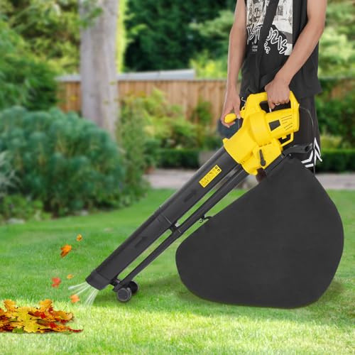 Soffiatore elettrico a foglia palmare soffiatore cortile da giardino 3000 W potente 270 kmh velocità del vento 35 l capacità per fogliame sporco neve 47 x 27 x 25,5 cm giallo