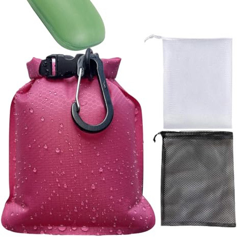 Tvålväska – 13 x 17 cm resetvålsfodral, säker krokdesign | kroppstvätt tvålar förvaringsväska med nätnät, tätning tvålhållare för resor camping utomhus förpackning semester simning semester, Rosa (Hot