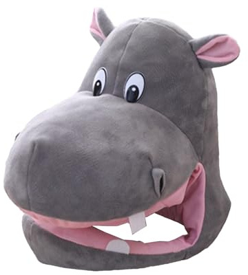 Sombrero de Hipopótamo - Tocado para disfraz animal suave y ajustable - Gorro con diseño cartoon de hipo | Accesorio adorable para vestuario de cabeza, ideal para Halloween Navidad fiestas temáticas d