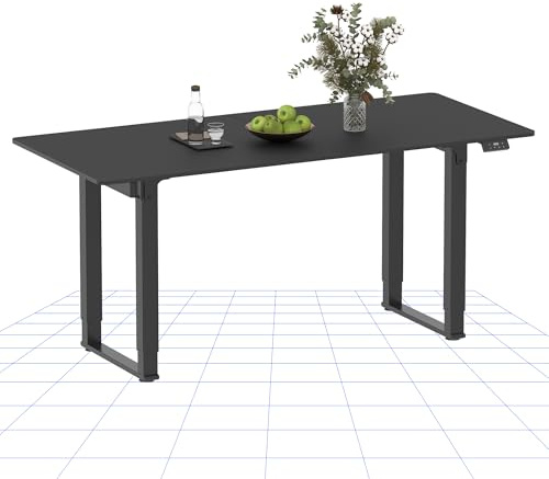 FLEXISPOT Electric Standing Desk 4 Legs Dual Motors, Height Adjustable Sit Stand Home Office Workstation with Memory Smart Panel, Splice Board, QS2 160 * 75cm，Black