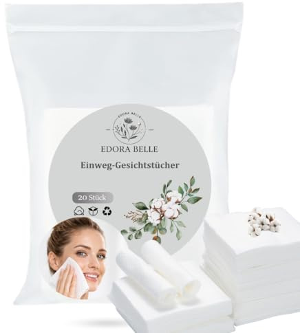 Edora Belle Einweg Abschminktücher & Gesichtstücher Set – 60 Stück + 10 Komprimierte Handtücher – Make-up Entferner, Hygienisch, Saugfähig, Weich, Ideal für Reisen & Gesichtspflege