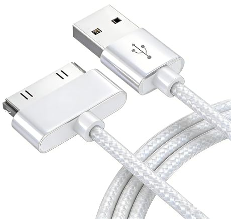 TwinkleHom USB auf 30-poliges Ladekabel, kompatibel mit iPhone 4S/4/3GS, iPad 1/2/3, iPod Touch/Classic/Nano, Schnellladekabel, geflochten, 1 m, Silber
