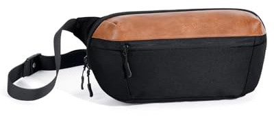 ECOHUB Sling Bag Herren & Damen, 4,6L Brusttasche Gespleißtes Kunstleder, 8 Fächer mit RFID-Schutz und Fach für Switch 2, Anti Diebstahl Crossbody Umhängetasche für Alltag und Reise, Schwarz