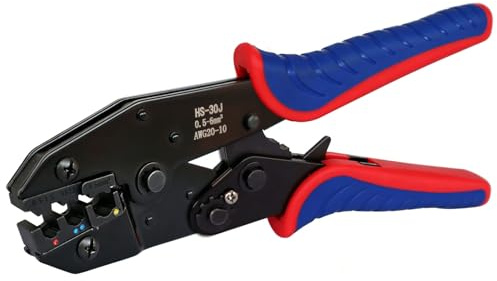 QeeHeng Crimpzange für isolierte Kabelschuhe, Ratschen Crimpzangen, Presszange kabelschuhe AWG20-10 0,5-1,5/1,5-2,5/4-6 mm², Krimpzange für isolierte elektrische Steckverbinder