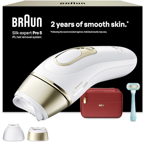 Braun Smart IPL Silk·expert Pro 5, Laserhårborttagning Hemma, Permanent Hårreduktion, Med Fodral, Gillette Venus Rakhyvel, 2 huvuden, PL5221