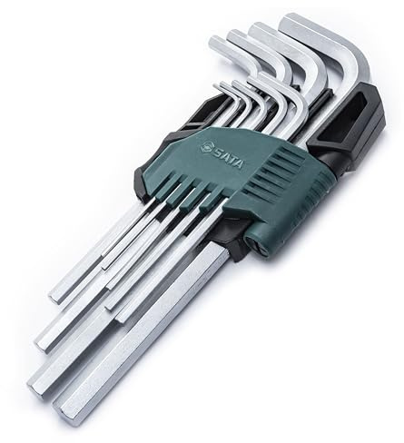 SATA ST09107ASJ Juego de Llaves Hexagonales Métricas de 9 Piezas con Brazo Largo, 1,5 mm - 10 mm, con Estructura de Acero de Aleación y Carrito de Almacenamiento