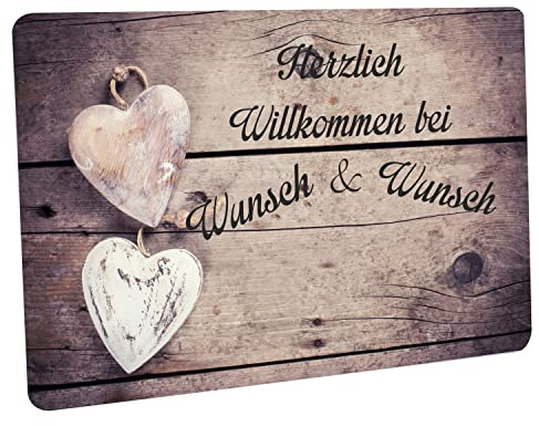 CreaLuxe Fussmatte 'Wunschname/Wunschtext Herzlich Willkommen ' personalisiert, Fußabtreter, Fußabstreifer für die Haustür, Fußmatte rutschfest