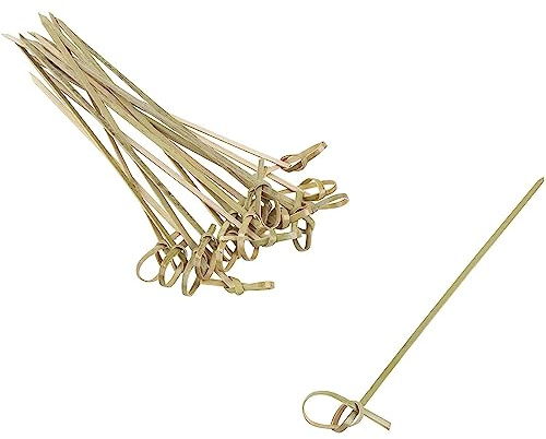 Juvale Bambou Picks – 300-pack Nœud brochettes, Cocktail Picks, brochettes en Bambou avec extrémités torsadée, idéal pour Les Verrines, Cocktails, soirées, Essentials, 15 cm