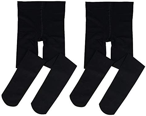 Bezioner Footed Ballet Dance tights för barn flickor kvinnor 2 Pairs Black L(Age above 15)