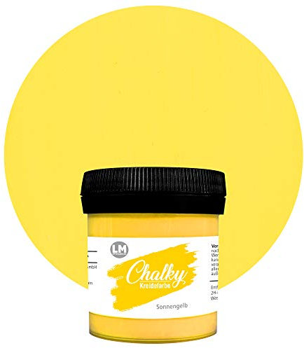 LM-Kreativ Chalky Kreidefarbe 100ml (Sonnengelb) - - Finish Kreide-Farbe für einen Vintage/Shabby-Chic-Look. Die Kreidefarben/Kalkfarbe sind auch als Holzfarbe verwendbar & trocken matt auf