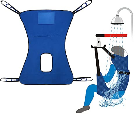Medizinischer Toilettenschlinge, für Patienten, zum Aufheben von Bariatrischem Handicap, Toilettenstuhl, Medizinischer Transfergürtel mit Vierpunktstütze, Ganzkörperschlinge (blau)