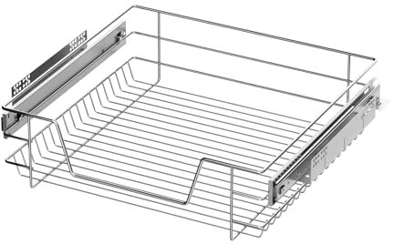 XEMQENER Heavy Duty Kitchen Pull Out Wire Baskets Base Storage Unit, 500MM Slide Out Kitchen Utensil Holder Rack Larder Drawers Origanize with Buffer (for 500mm Width, 1 Pcs)