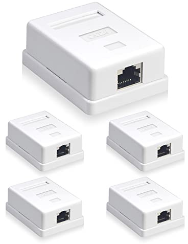 VCELINK Cat6 RJ45 Netzwerkdose Aufputz, Geschirmt, 1-Port, 5 Stück