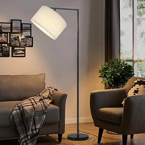 ZMH Golvlampa Modern Vardagsrumsgolvlampa: Läslampa Sovrum E27 Sockel Max 40W Golvlampa Fotkontakt Tygskärm Design 166cm Sovrumshotell - Utan lampa