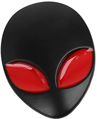 A ABSOPRO 3D Alien Tête Forme Métal Voiture Corps Emblème Badge Décalque Autocollant Noir