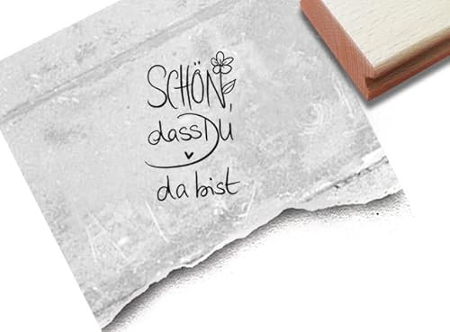 Stempel Schön, dass Du da bist - Textstempel Spruch Karten Geschenkanhänger Valentinstag Hochzeit Gastgeschenk Tischdeko Scrapbook - zAcheR-fineT (klein ca. 18 x 27 mm)