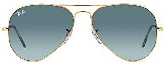 Ray-Ban Unisex-Sonnenbrille RB3025 AVIATOR LARGE METAL 001/3M Farbe Goldblau Glasgröße 58 mm