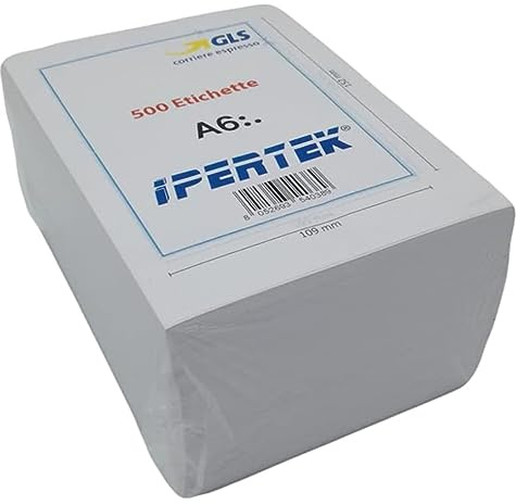 500 Etichette adesive personalizzate bianche formato A6 per stampante ink e laser 105 x 148 mm, etichette adesive scuola, etichette adesive per barattoli vetro, per spedizioni ups tnt bartolini gls