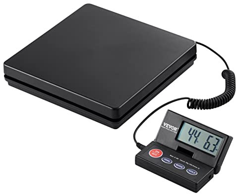 VEVOR Plattformwaage 10g-50kg Paketwaage 2g Genauigkeit Digitalwaage kg/lbs/lbs:oz/g Zählwaage 250x250x43mm ABS-Gehäuse Tara-/Hold-Funktionen AC/DC-Netzteil Industriewaage Briefwaage Waage