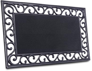 Hanse Home Fußmatte Gummi 45x75cm - rutschfest und Wetterfest - Outdoor Schmutzfangmatte Gusseisen-Optik für Innen und Außen - Fußabtreter Gummi Noppen für Flur, Terrasse, Eingangsbereich - 45x75cm