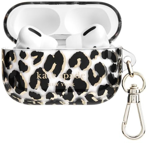 kate spade new york AirPods Pro Protective Case with Keychain Ring - City Leopard, Compatible with AirPods Pro 2nd / 1st Generation