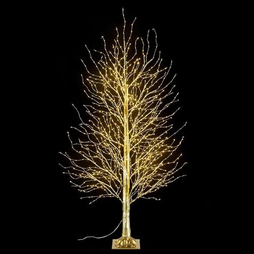 Gruppo Maruccia - Albero Natalizio Dorato con 1300 Luci Led Bianco Caldo - Albero di Natale Artificiale per Interni ed Esterni Altezza 1,8 Metri 225 Rami Luminosi