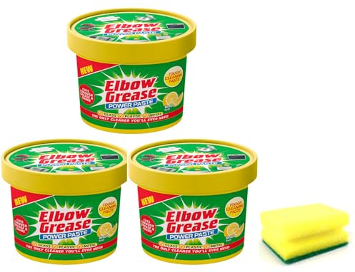 3X Elbow Grease All Purpose Power Paste, 3X 350 G – Powerful Cleaning Formula for Kitchen, Bathroom, Multi- Surfaces - with Degreaser Sponge