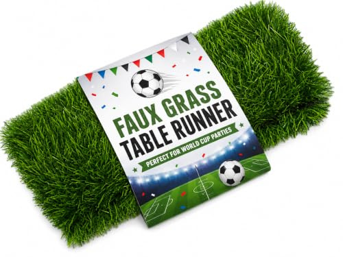 eBoutik - Spring Artificial World Cup Grass Table Runner – Faux Turf Table Decoration for Wedding, Farm Parties, Garden Party – Reusable Synthetic Grass Tablecloth Décor