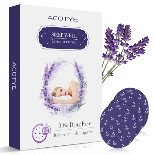 ACOTYE Durchschlafen Pflaster 60 Stück, Schlafpflaster zum durchschlafen Lavendel und Kamille, Extra-Stärke, Übernacht-Anwendung Tiefschlafpflaster (Purple, 1 stück (60er Pack))