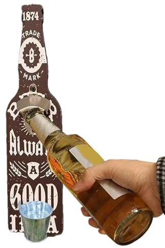 Abrebotellas de pared con receptor, abrelatas de pared - Abrelatas de pared - Abrebotellas con colector de, abrelatas de cerveza vintage para hombre