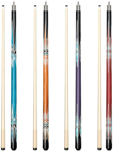 Pennpliy 4 biljardköer set med 4 biljardkritor för vuxna, biljardbordsstavar, 147,3 cm med lönnträ för professionella spelare, 510,3 g, 538,6 g, 567 g, 595,3 g