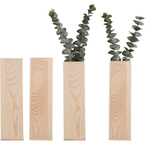 Macetero De Pared De Madera, Paquete De 4 Decoración De Pared Para Plantas De Flores Artificiales, Soportes De Plantas De Madera, Florero De Bolsillo Para Plantas De Pared, Colgante Para Sala De