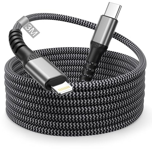 Câble USB C vers Lightning 3M [Apple Certifié MFi] - Charge Rapide iPhone pour 14 13 12 11 Pro Max Mini XR XS Max X 8 SE, iPad