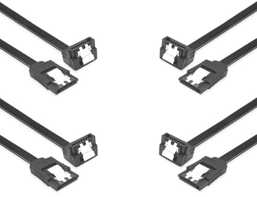 Daniko 4x SATA Kabel Schwarz 50cm SATA III 3 6 Gbit/s 0,5m SSD Festplatte HDD winkel gewinkelt