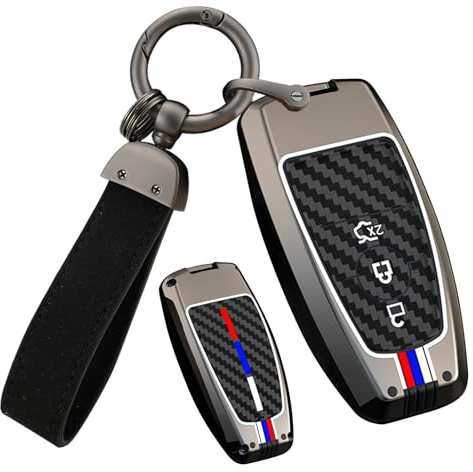 ontto Passt für Ford Schlüsselhülle Autoschlüssel Schutz Hülle für Ford Ranger Raptor Mondeo Mustang Ecosport Custom Kuga Fiesta Transit S-Max Schlüsselgehäuse Metall Schlüsselcover 3Tasten-Schwarz