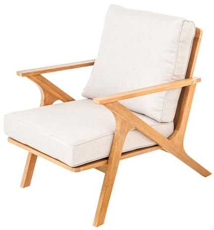 Gartenstuhl COMFORT LINE - 66cm - beige natur - Stoff-Bezug Holz-Gestell