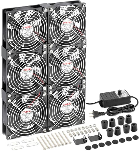 Wathai 6x 120mm Gehäuse Computerlüfter mit Netzstecker Dual Ball 220V 230V | Speed Controller for Server Racks, Greenhouses, Basements, as well as Window Ventilation and Cooling