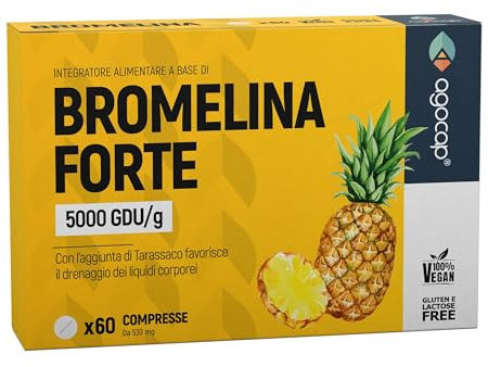 Bromelina 5000 GDU/g - Bromelina Forte Drenante. Drenante forte dimagrante, con Tarassaco e Bromelina Extra Forte Drenante. Rimedio Anticellulite. Ideale per smagliature, Ritenzione Idrica Gambe