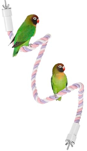 M METERXITY 1-Pack Perchas De Cuerda para Jaulas De Aves 31.5 De Longitud Agarre Cómodo Percha Flexible De Cuerda para Afilar Pico Y Patas para Loros/Cacatúas [Rosa Púrpura]